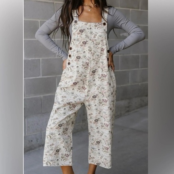 Easel Cream Floral Patterned jumpsuit - Picture 4 of 9